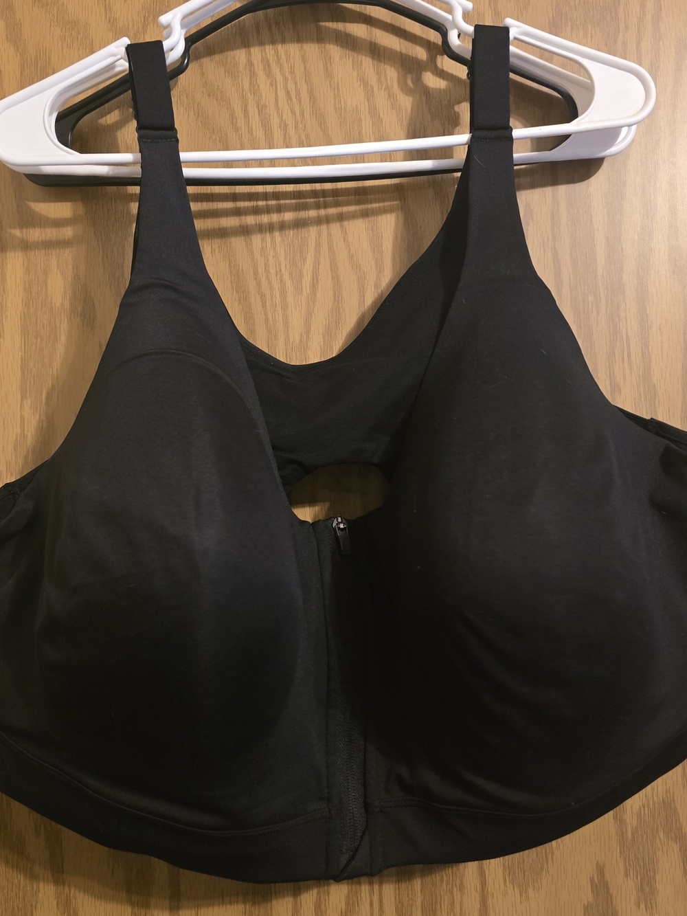 Front-Zip Black Support Bra with Full Coverage